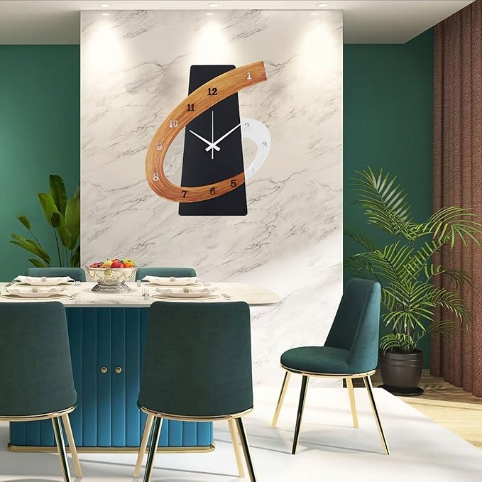 Modern Large Decorative Wall Clock，20 inch Black Silent Non-Ticking Nordic Metal Wall Clocks for Living Room Home Kitchen Bedroom Cafes Office Staircase，Arabic Numerals Quartz Clock((40x50cm)