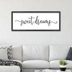 Sweet Dreams Above Bed Wall Decor Sign 40"x15" for Master Bedroom Over Bed Guest Room Wood Framed Wall Art (Black)