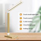 LED Desk Lamp with USB Ports,Touch Desk Lamps for Home Office with 5 Color Modes,3 Brightness Desk Light with Small Night Light,Reading Lamp Table Lamp for Bedroom Bedside Study Gold （with Adapter）