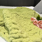 Chunky Knit Blanket Throw 40"×40", Chenille Throw Blankets, Handmade Warm & Cozy Blanket Couch Bed Home Decor, Soft Breathable Fleece Banket, Christmas for Couch Bed Sofa Best Gift (Green)