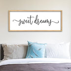Sweet Dreams Above Bed Wall Decor Sign 40"x15" for Master Bedroom Over Bed Guest Room Wood Framed Wall Art (Wood)