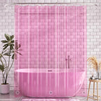 AmazerBath 72x78 Long Shower Curtain Liner, Clear Pink Plastic Shower Curtain Liner, Waterproof PEVA Shower Liner, Cute Lightweight Shower Curtains for Bathroom with 3 Magnets & 12 Rustproof Grommets