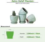 Succulent Planter for Indoor Plants, 4 Inch Small Ceramic Plant Pot with Drainage Holes and Saucers, Flower Pots for herb - Set of 4