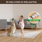 Floor Mat for Home 5×7ft, Easy Clean Plastic Rug-Like Pattern Area Mat for Living Room, Waterproof Vinyl Area Rug for Under Kitchen Table, No Slip Soft Vintage Rug for High Traffic Area (White)