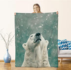 Polar Bear Blanket for Adults Kids, Flannel Polar Bear Blankets Gifts, Snow Polar Bear Throw Blanket for Sofa Couch Bed Living Room Soft Warm Cozy Polar Bear Decor 60" x 50"