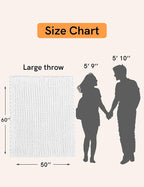 YnM Chunky Throw Blanket, Medium-Weight, Hand Knitted with Chenielle Yarn, Skin Friendly, Ventilated and Breathable, Machine Washable, Home Décor Piece for Couch, Sofa and Bed (White, 50x60 Inch)