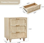 Fluted Nightstand Set 2 22.9'' Wood Nightstands with Drawers Bedside Table Set of 2 Mid Century Drawer Dresser for Bedroom Living Room Natural