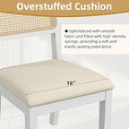 Westice Rattan Dining Chairs Set of 2, Farmhouse Natural Dining Room Chairs with Upholstered Cushion, Wood Armless Chairs for Kitchen/Restaurant, White