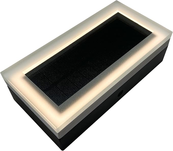 LUMENGY Solar Paver Light 4×8 inch, 2700K, Up to 18 Hours Continuous Lighting, Stainless Steel, Thick Glass, Glare-Free Illumination for Driveways, Pathways & Garden, Waterproof & Drive-Over Rated