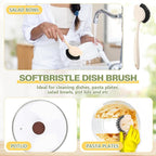 16 Pack Dish Brush with Handle Dish Scrubber Brush with Built-in Scraper Kitchen Scrub with Stiff Bristles Long Scrubber for Home Restaurant Pot Sink Washing Cleaning Supplies, Beige