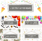 Picture Frames Hanging Display Wooden Board, Felt Letter Board with 340 Letters and 15 Clips, Photo Frames Collage Wall Decor for Family Birthday Mothers Day Party Gifts