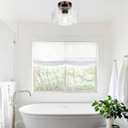 Industrial Semi Flush Mount Ceiling Light Brown, 800 Lumen LED Bulb Included, Clear Glass Shade Ceiling Light Fixture, Light Fixture for Hallway Bathroom Bedroom, Vintage Hanging Light Fixtures