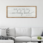 ZZJJHYWGQ Dining Room Wall Decor Give Us This Day Our Daily Bread Sign Bible Verse Christian Quotes 32"×12" Matthew 6:11 for Kitchen Large Farmhouse Rustic Horizontal Wall Hanging Art (Wood)