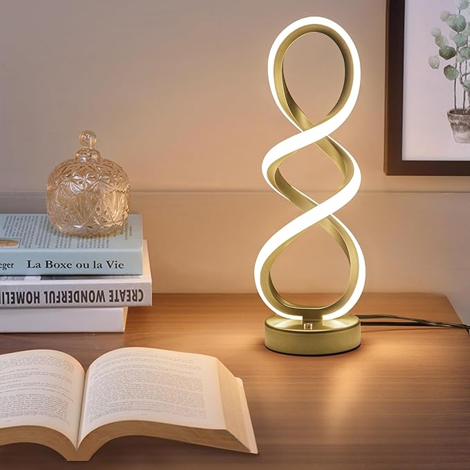 Modern Adebime RGB Table Lamp with 10 Light Modes - Unique Touch Dimmable Design for Bedside or Living Room - Available in 7 Colors, Gold