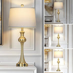 28.75'' Gold Table Lamps for Living Room, 3 Way Touch Control Bedside Lamps with USB A+C Ports & AC Outlets, Modern Metal Nightstand Lamps for Bedroom Living Room Office End Table（Bulb Included）