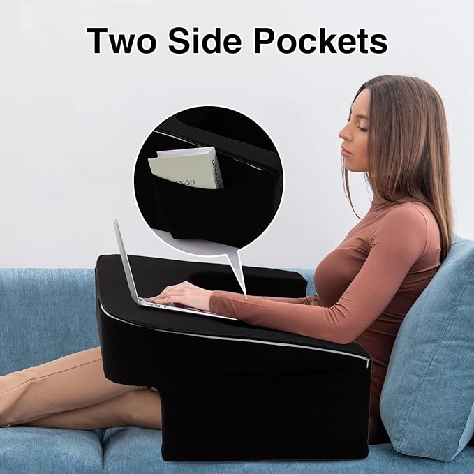 A Nice Night Lap Desk Rest Pillow for Adult,TV Trays Bed Pillow, Memory Foam Rest Pillow for Reading, Working, Playing Switch or Sitting in Bed Sofa Floor,Black