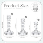 Mumufy 6 Pack Glass Taper Candle Holders Clear Candlestick Holder Fit 0.8 Inch Candles 4'' 6'' 8'' Tall Crystal Decorative Candlestick Stand Centerpiece for Table Wedding Dining Party (Vertical)