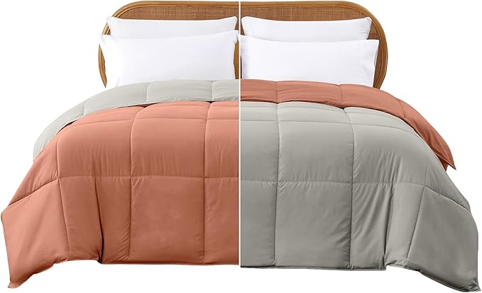 Modern Threads Down Alternative Reversible Comforter Orange Rust/Beige Queen