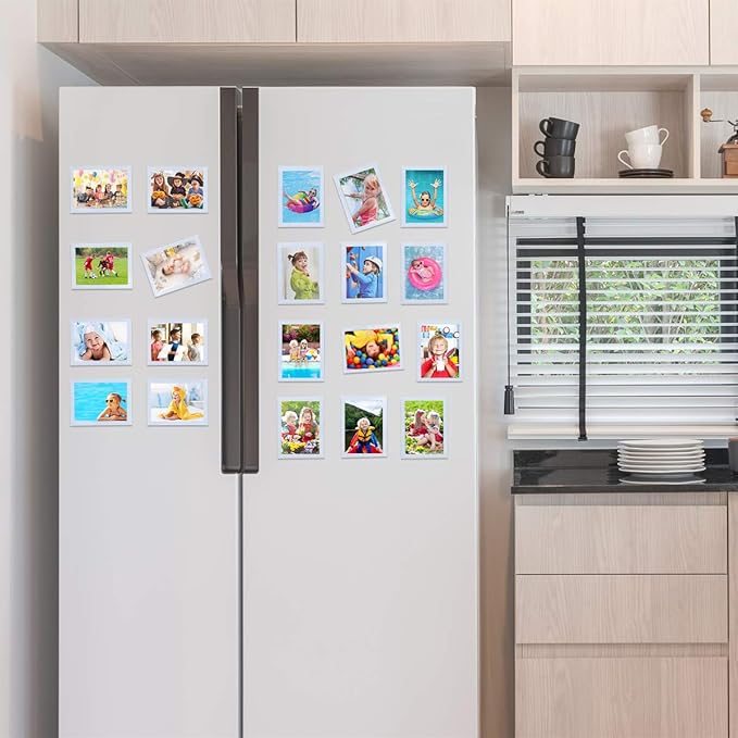 HIIMIEI 20 Pack Wallet Size Magnet Photo Frame Refrigerator 2.5x3.5, 2x3 Magnetic Picture Frame Fridge wih Removable Protected Film