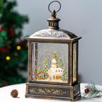 12.5'' Musical Snow Globe Lantern Lighted Church with Nativity Manger Scene Water Lantern in Swirling Glitter, Christmas Home Decoration and Gift, Battery Operated or USB Powered