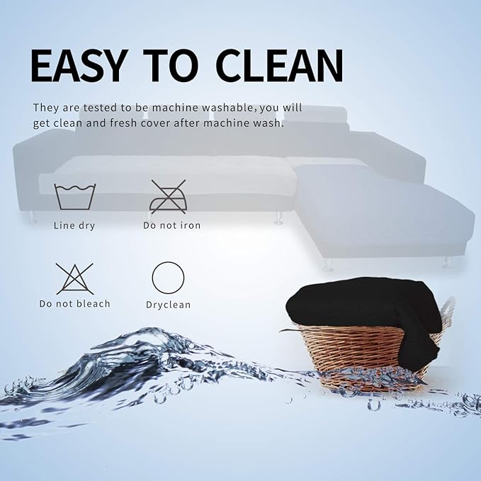 Easy-Going Sectional Couch Covers for Dogs L Shape Sofa Cover Reversible Sofa Slipcover Chaise Lounge Cover Furniture Protector Cover for Pets Dog Cat (42 x 68 inches, Black/Black)