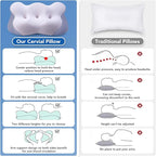 Cervical Pillow for Neck Pain Relief - Cooling Neck Pillow, Contour Memory Foam Pillows, Neck Support Pillow for Shoulder Pain Ergonomic Orthopedic Bed Sleeping Pillow for Side, Back & Stomach Sleeper