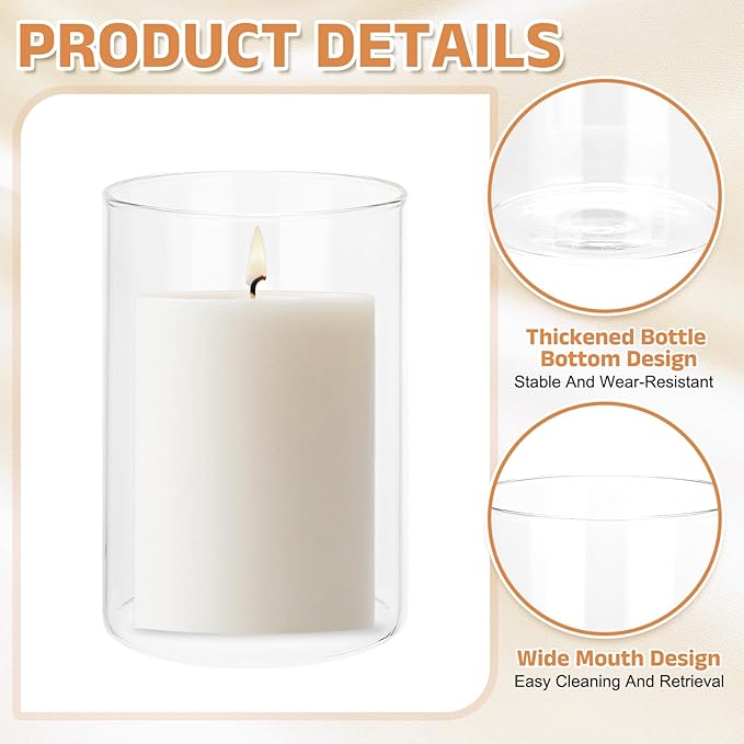 uxcell Hurricane Candle Holder (H:4.7" OD:3.4"), Pillar Floating Candles Holder Clear Glass Cylinder Flower Vases for Table Centerpiece Wedding Party Home Decoration 2Pcs