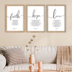 FZMHASLWW Faith Hope Love Sign Wall Decor 24"×16" Set of 3 Bible Verse Christian Scripture Wooden Framed Wall Hanging Art (Wood)
