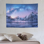 HZOHNAGO Mountain Tapestry Aurora Snow Mountain Sunset Pattern Printed Wall Tapestry Wall Hanging for Bedroom Living Room Dorm 40" W x 30" H