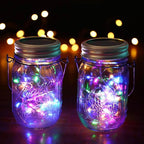 Solar Mason Jar Lights [Upgraded], 12 Pack 30 LED Firefly Fairy String Lights, Waterproof Outdoor Solar Mason Jar Lid Lights with Hangers(NO JARS) for Patio Garden Yard Wedding Decoration - Multicolor