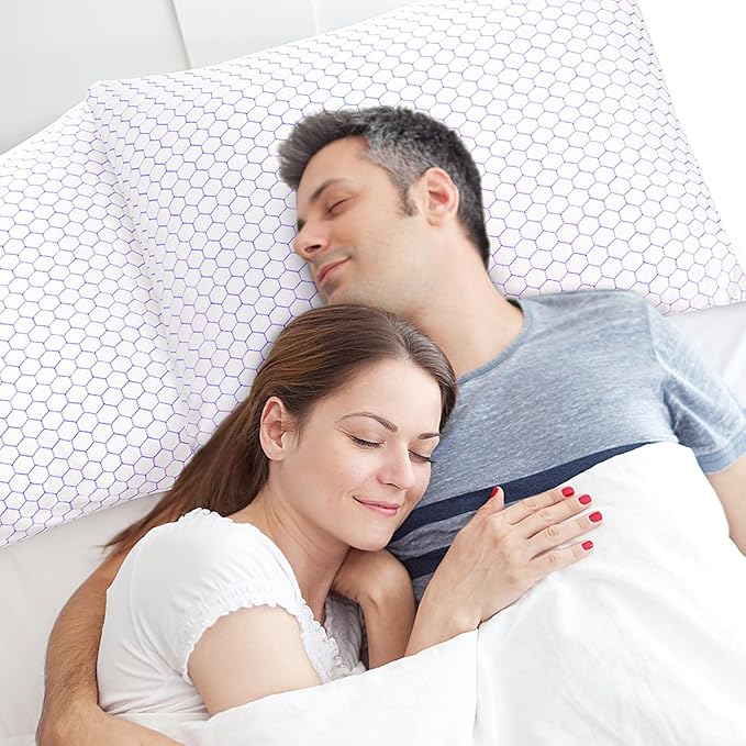 Shredded Foam Pillow for Sleeping, Cooling Bed Pillows Set of 2, Adjustable Pillows for Side, Back, Stomach Sleepers with Washable Pillowcase (King Size, Purple)