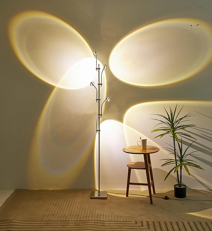 Sunset Floor lamp Unique 5 Head Projector lamp for Bedroom Background Decorative Adjustable Modern LED sunset light Mood lighting Living Room Galvanized Chrome Color Filter Mood Ambient Floor lamp