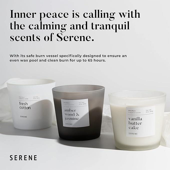 Hidden Label Large Scented Candle, Velvet Rose & Oud, 30oz 3 Wick Huge Candle, Serene Collection Slow Burn Natural Soy Candles for Home Scented