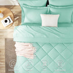 CozyLux King Size Comforter Set Mint Green - 7 Pieces Bed in a Bag King, Luxury Soft Bed Set for All Seasons, Bedding Set with Down Alternative Comforter, Sheets, Pillowcases & Shams