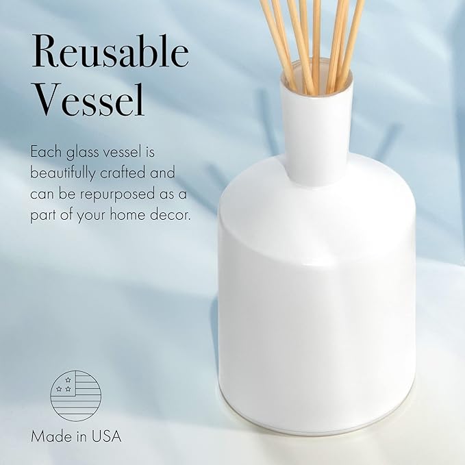 LAFCO New York Classic Reed Diffuser, White Grapefruit - 6 oz - Up to 3 Months Fragrance Life - Reusable Glass Vessel - Natural Wood Reeds - Made in The USA