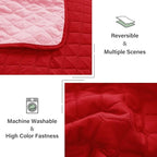 Exclusivo Mezcla Reversible King Size Quilt Bedding Set with Pillow Shams, Lightweight Quilts King Size, Soft Bedspreads Bed Coverlets for All Seasons - (Red, 104"x96")