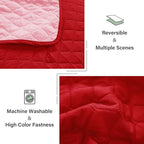 Exclusivo Mezcla Reversible Full Queen Quilt Bedding Set with Pillow Shams, Lightweight Quilts Queen Size, Soft Bedspreads Bed Coverlets for All Seasons - (Red, 90"x96")