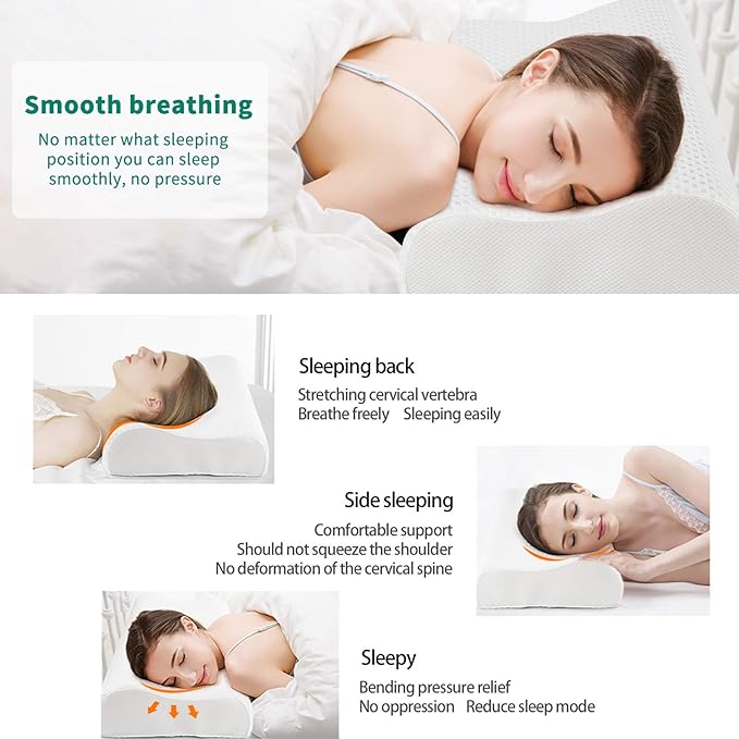 Fityou Cervical Pillow for Neck Pain Relief, Neck Pillow for Sleeping Neck and Shoulder Pain, Orthopedic Sleeping Pillow for Adults Kids, Ergonomic Contour Memory Foam Pillow for Side Back Sleeper