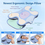 Cervical Pillow for Neck Back Pain Relief Memory Foam Contour Pillow Ergonomic Orthopedic Neck Pillow for Sleeping Cervical Support Pillow for Back Side Stomach Sleeper Cooling Pillowcase (Blue)