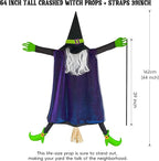 POPGIFTU 64" Large Crashing Witch into Tree Halloween Outdoor Decoration – Funny Flying Witch Yard Prop for Porch, Garden & Lawn, Weather-Resistant Halloween Decor
