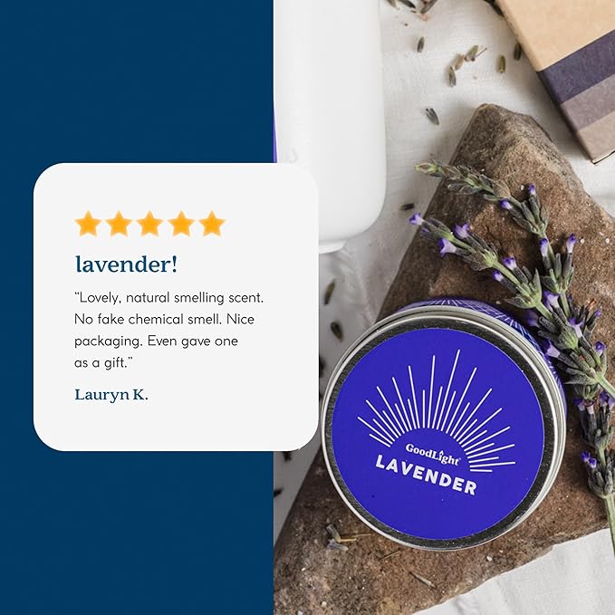 GoodLight Paraffin-Free Scented Candle, Clean Burning Non-Toxic Tin Candles, Lavender Essential Oil Scented Travel Candle 6oz