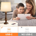Upgraded Touch Lamps for Night Stands Set of 2 - Bedside Lamps with USB C+A, 3 Way Dimmable for Bedroom Living Room End Tables Office (White&Brown)