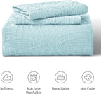 Love's cabin Quilts for Queen Bed Spa-Blue Bedspreads - Soft Bed Summer Lightweight Bedspread Comforter - Modern Style Coin Pattern Coverlet for All Season - 3 Pieces (1 Quilt, 2 Pillow Shams)