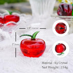 Hand Blown Glass Red Apple Figurine Crystal Fruits Collectibles Apples Art Ornament Decoration for Home Office Kitchen Gift for Women