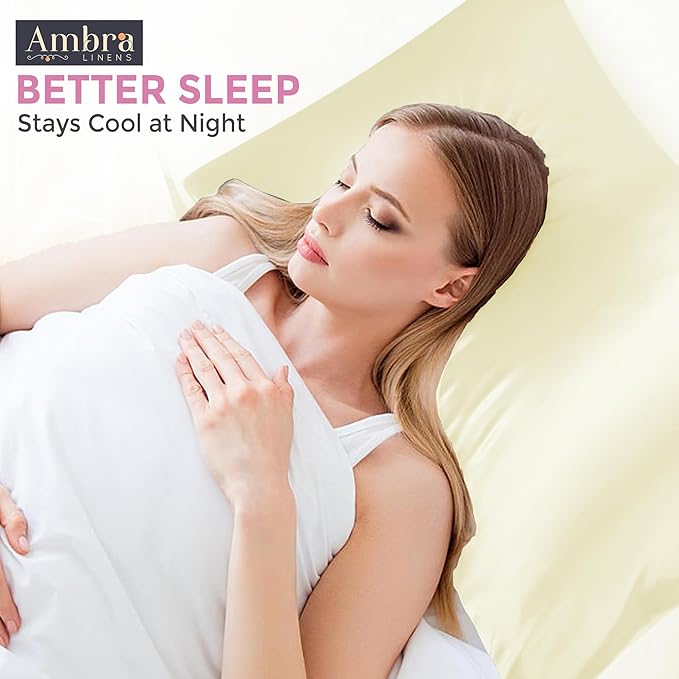 Tencel Sheets 3 Piece for Twin XL Bed - 100% Eucalyptus Lyocell Twin XL Sheets Set - Soft, Cooling & Breathable for Hot Sleepers - 16” Deep Pockets Hotel Quality Bedding Set - Ivory