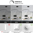 Modern Led Chandelier, 3-Rings Light Modern Led Pendant Light Black Dimmable Integrated Ceiling Hanging Pendant Lighting for Kitchen Island Dining Room Living Room Office 3000K 4000K 6000K
