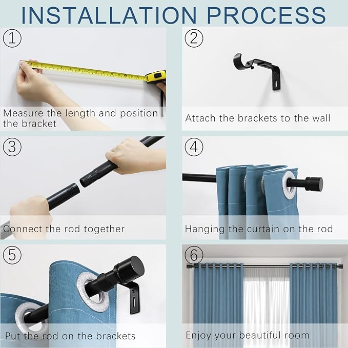 Curtain Rods for Windows 16 to 170 Inches Adjustable Length 1 Inch Diameter Window Curtain Rod with Aluminium End Cap, Silver Gray