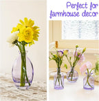 Bud Vases in Bulk 24 | Purple Glass Vase Set – Small Clear Bud Vases for Wedding Centerpieces, Floral Arrangements, Table Decor | Bulk Elegant Mini Vases for Events, Home & Party Decorations