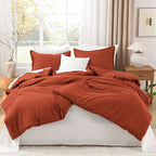 Litanika Oversized King Comforters Burnt Orange Super King Size, 3 Pieces Lightweight Solid Bedding Comforter Set, All Season Fluffy Bed Set (120x120In Comforter & 2 Pillowcases)
