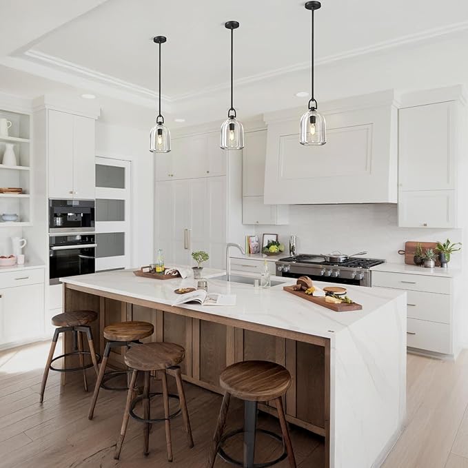 K9 Crystal Black Pendant Light Fixtures, Modern Farmhouse Pendant Lights Kitchen Island, Kitchen Pendant Light Over Island, Indoor Cloche Crystal Pendant Lighting,E12 Bulb Included